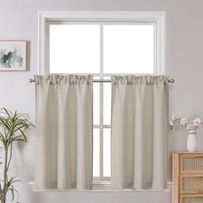 Chyhomenyc 2 Panels Kitchen Curtains 36 30"W x 36"L Pack of 2 , Moon Beige