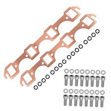 SBF 2 Pcs Copper Exhaust Header Gaskets Rectangular Port Header Gaskets & Bolts