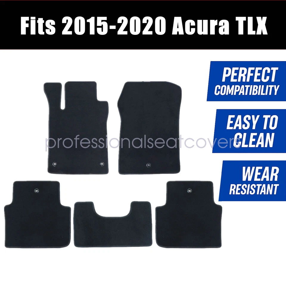 NUEVO Juego completo de alfombrillas delanteras y traseras de terciopelo negras para ACURA TLX 2015-2020 Foto 2 de 4