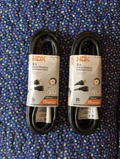 HDX 12 ft. 16/2 Light Duty Indoor Multi-Outlet Extension Cord, Black (2-Pack)
