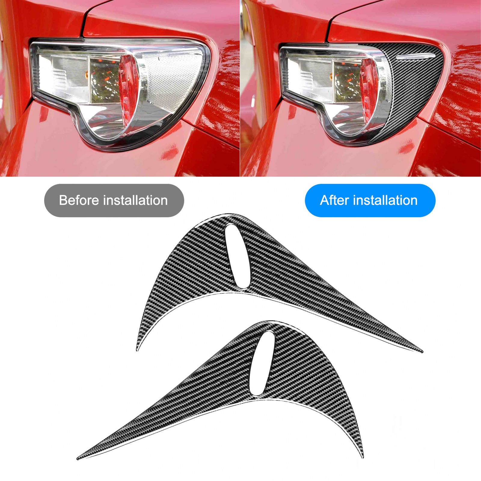Pair Taillight Eyebrow Trim Carbon Fiber Rear Light Eyelid Cover Part For Su BAJ