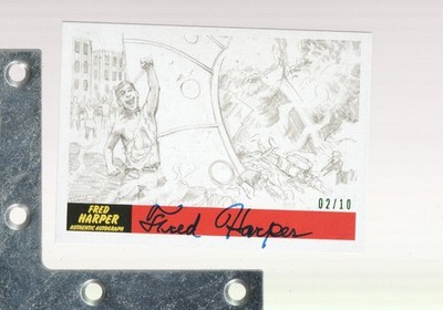 2017 Topps Mars Attacks! The Revenge #P-50 Fred Harper 2/10 Watch Burn Autograph