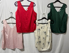MAWOR Ekouaer Women's Satin Camisole Tank Top L 4-Pack Multicolor Floral