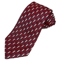 Sulka London New York Paris Men's Red Geometric Patterned Necktie