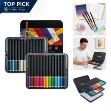 Black Wood Colored Pencils Set 48 Oil-Based Soft Core Artist Drawing Sketching