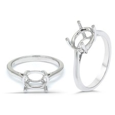 East West Oval 9x7mm Solitaire Ring Semi Mount In 14k White Gold 54327 