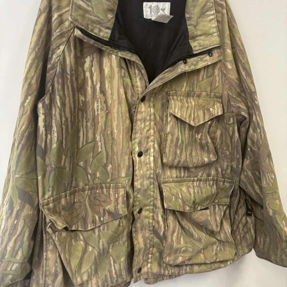 Chaqueta de Caza Camuflada De Colección 10X Gore-Tex Rain Wear Talla XL Realtree - Cremallera Mala Foto 2 de 4