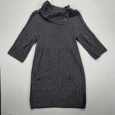 Style & Co Women Sweater Dress Regular Charcoal Grey Button Cowl Neck XL