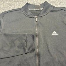 Adidas Black Track Jacket W/Pockets Full Zip Logo ClimaWarm Unisex Kids Sz.XL