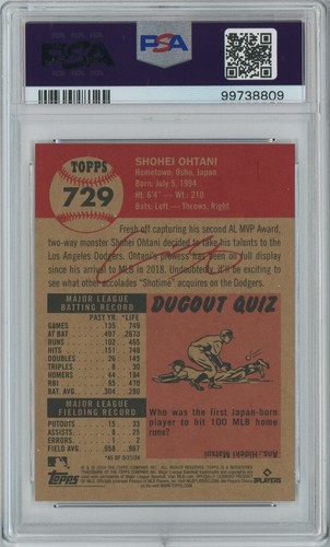 SHOHEI OHTANI (PSA 9) 2024 Topps Living MLB Card #729 -809 - Picture 2 of 2