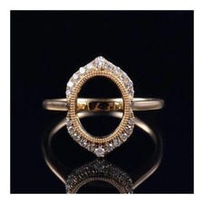 10x8 MM Oval Semi Mount Ring 925 Sterling Silver Marquise Shape Crown Halo Blank