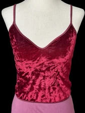 Alana Gale Vtg Y2K Velvet Cropped Camisole Top Sz S Dark Red Goth Fairy Coquette