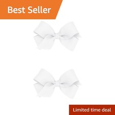 Wee Ones Mini Grosgrain Hair Bows White 2-Pack