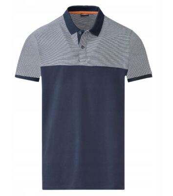 Livergy Polo Slim Fit Striped Blue XL (56/58) Slim Fit Cotton Short