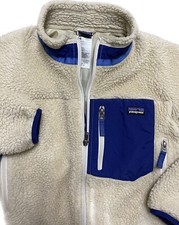 Patagonia Kids Girls Retro-X Fleece Sherpa Jacket Size 10 Natural With Blue