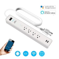 4 AC Outlets + 2 USB Smart Power strip w/ 6ft 14AWG Power Cord/Remote/Timer