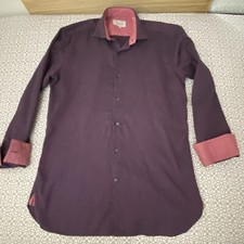 Ted Baker Endurance Men  s Long Sleeve Button Shirt Size 16.5 32/33 Purple Check