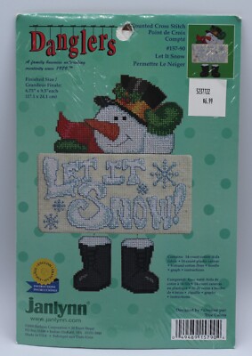 2000 Janlynn Danglers Counted Cross Stitch Kit #157-90 ''Let It Snow'' Snowman