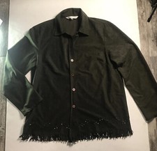 Uniform John Paul Richard Jacket Size M Green Suede Fringe Long Sleeve 1714