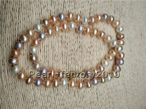 Elegante collar de perlas multicolor mar del sur de 7-8 mm 18 pulgadas 14K cierre Foto 3 de 4
