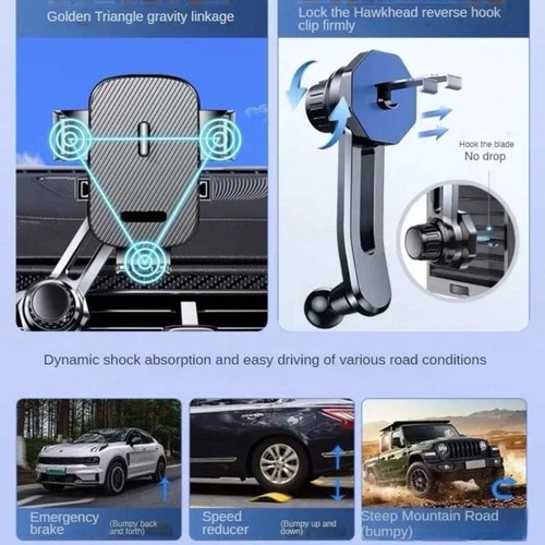 3-Point Support Air Vent Phone Holder For All 4"-7" Smartphone - Photo 11 sur 12