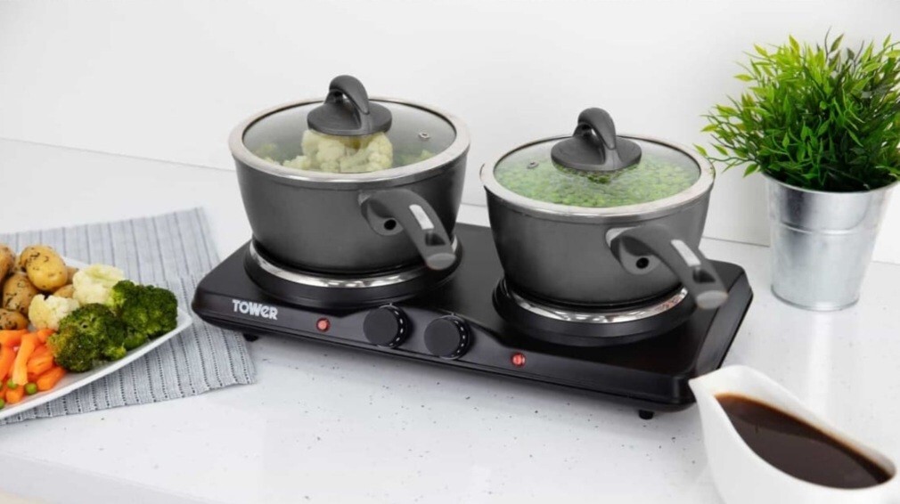 New Tower Double Hot Plate Table Top Electric Cooking Hob Portable