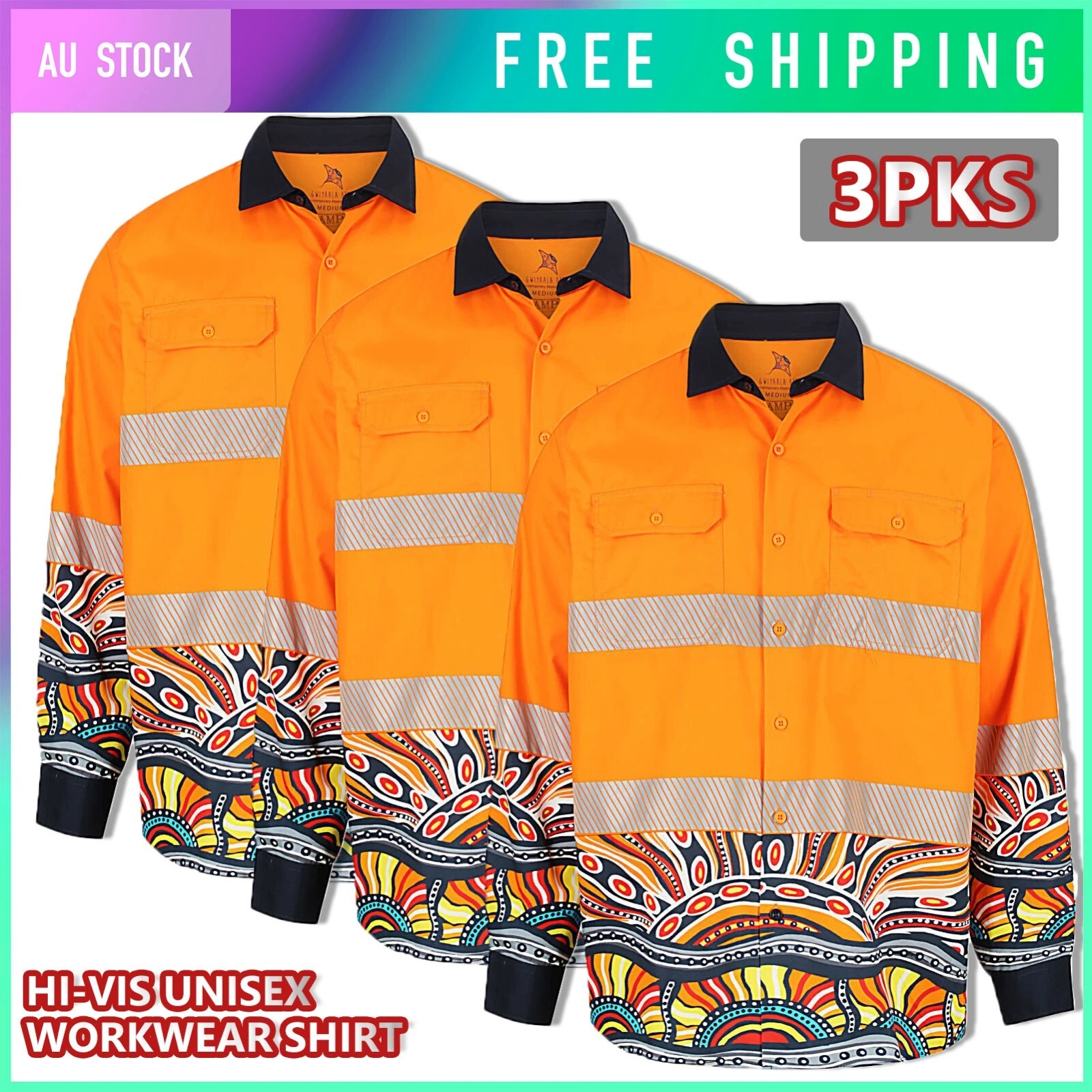 3PC Hi-Vis Work Wear Long Sleeve Orange Shirt Unisex Design Fashion Two Pockets
Opens in a new windo