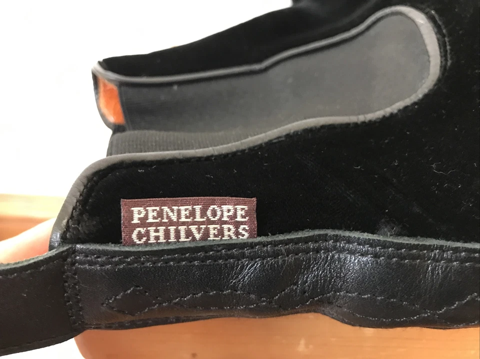 Penelope Chilvers Cubana Negro Terciopelo Aplastado Tacón Botines Zapatos 9 39.5 Foto 2 de 4