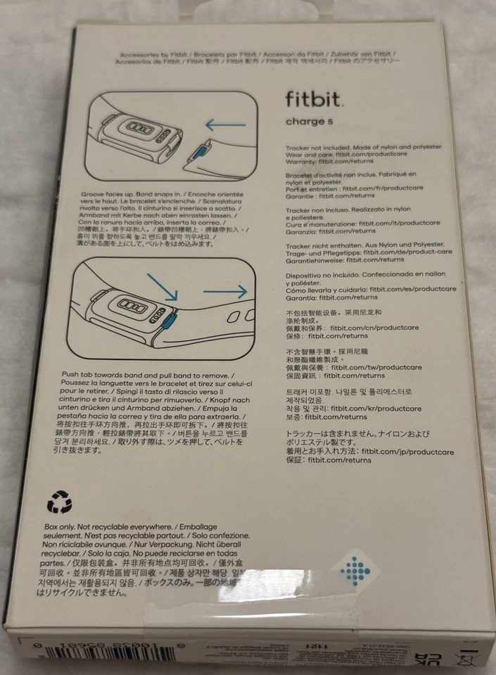 Banda de repuesto de nailon Fitbit Charge 5 genuina OEM en color azul/denim. ¡Sellado! Foto 4 de 4