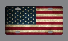 American Flag License Plate Aged Aluminum 6"x12" Vanity Front