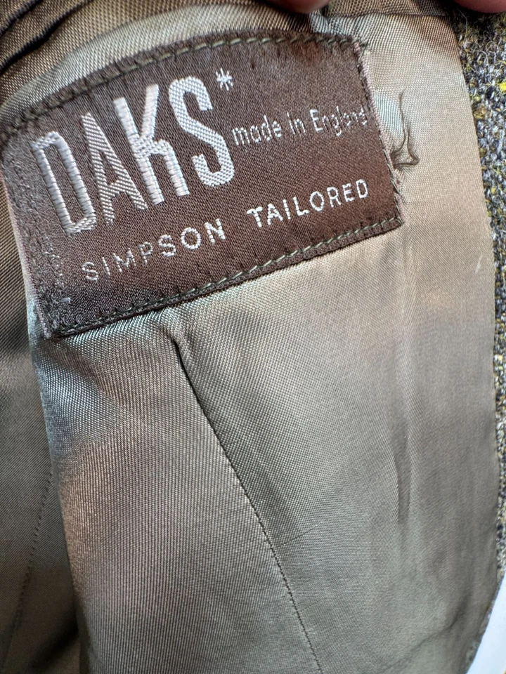 Vintage Daks Mens Three-Button Tweed Blazer Suit Jacket 40R Gray Brown Green - Image 3 of 4