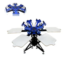 TECHTONGDA Silk Screen Printing 6 Color 6 Station Press Printer with Fixed Board
