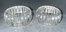 lot of 2 vintage clear round ridged salters open salt
