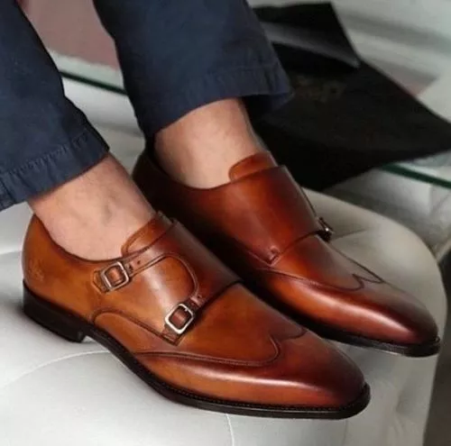 Double buckle mens dress shoes sale