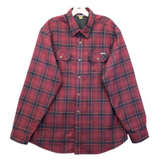EDDIE BAUER Mens L Button Down Long Sleeve Red Plaid Shirt Polyester