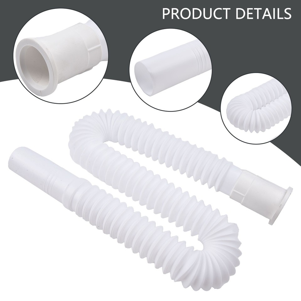 Flexible Bathroom Waste Pipe Rust Proof White Pipe 32mm Diameter 70cm
