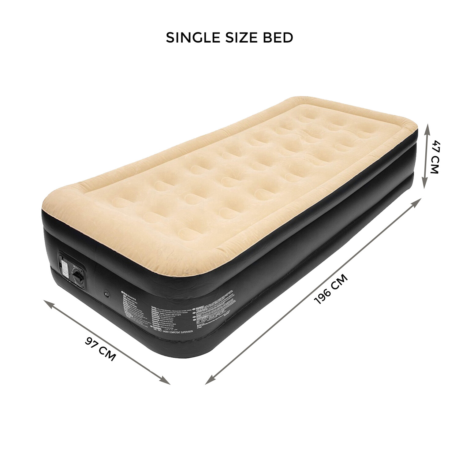Inflatable High Raised AirBed Mattress Builtin Electric Pump Single