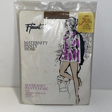 Vintage Flaunt Maternity Panty Hose Brown Spice Nude Toe Large M880 New