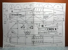 HAWKER MERLIN BALSA FREE FLIGHT MODEL AIRPLANE PLANS 26" WINGSPAN