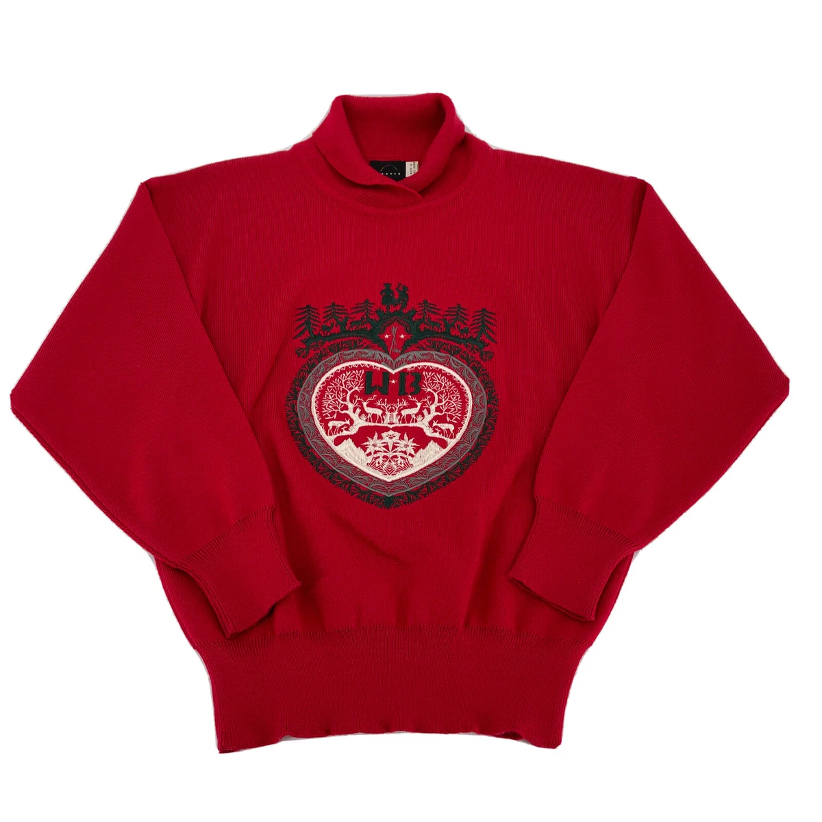 Bogner Wool Blend Pullover Sweater Womens Medium Red Made in Hong Kong Vintage