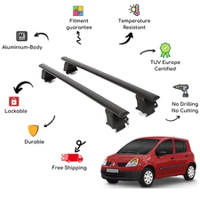 Bare Roof Rack Cross Bars Set for RENAULT Modus 5 Door 04-13 Black