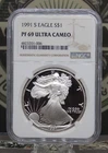 1991 "S" American PROOF Silver Eagle $1 NGC PF69 Ultra Cameo #006 ECC&C, Inc.