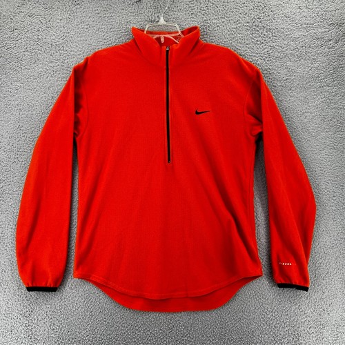 Nike, Vintage 90s Nike Fleece Sweater 1/2 Zip Long Sleeve Pullover Mens Large Red