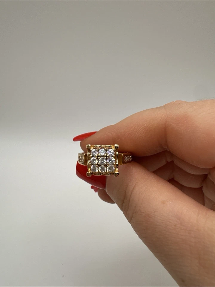 Ring 14 kt Gelbgold Walzgold/Gold gefüllt natürlicher Zirkon Größe O Geschenk - Bild 4 von 4