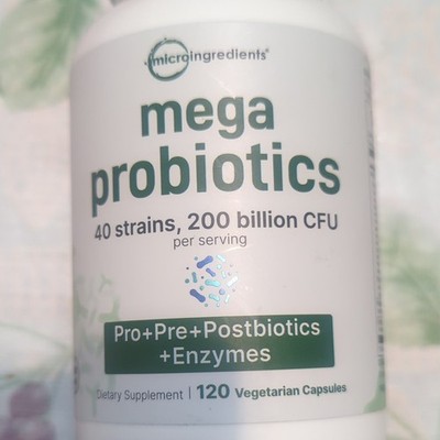 Microingredients Mega Probiotic 40 Strains 200B CFU 120 Veg Caps Exp 05/2027