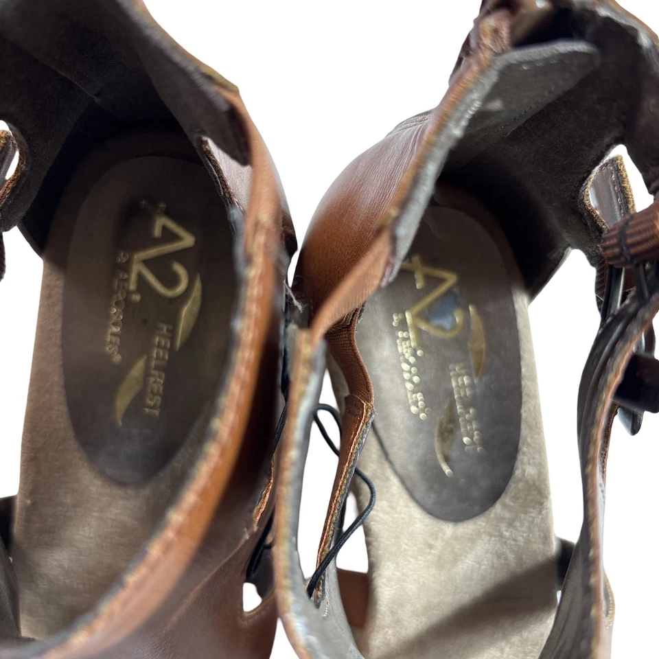 Sandalias Aerosoles Ciberespacio Cuero Marrón Alpargata Cuña Tacón Reposapiés Talla 9 Nuevas sin Etiquetas  Foto 3 de 4