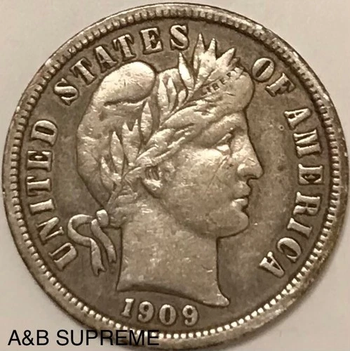 1909 Barber Dime XF-AU Extremely Fine-About Uncirculated 90% Silver