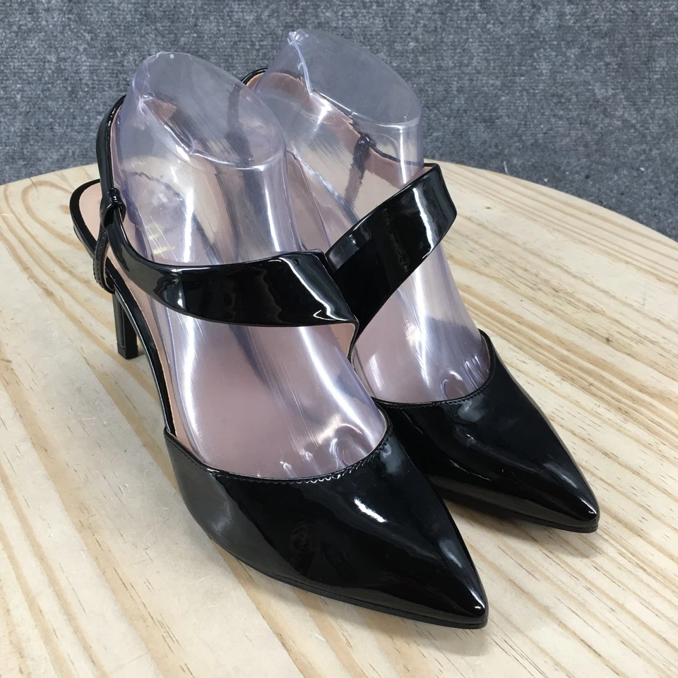 NEW Unisa Heels Womens 8 M Yvonna Pointed Slingback Pumps Black Faux Leather - Image 3 of 4