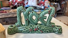 Vtg Ceramic Lipper Mann NOEL Candle Holder Christmas w/Original Sticker & Box