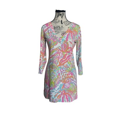 Lilly Pulitzer Womens The Christie Dress Sz S Scuba to Cuba Hot Pink Resort